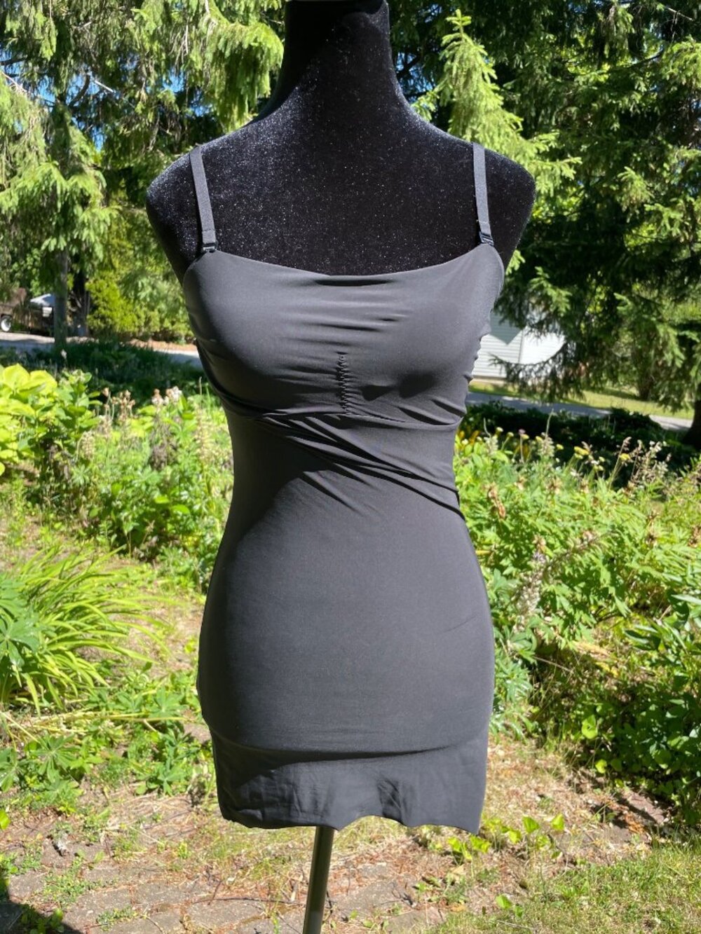 Vintage 90s Stretchy Slip Black Sexy Going Out Dress Top Witchy Sz S Vamp
